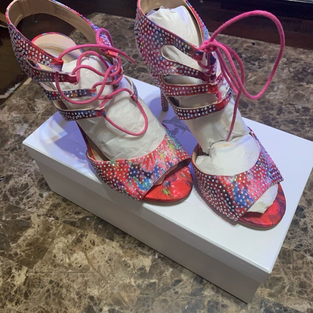Thalia Sodi Rhumba Rhinestones Lace-up Sandals - Picture 4 of 8